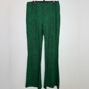 Zara funky psychedelic Green Patterned Women's flared Pants size medium